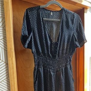 Lapis Navy Polka Dot Wide Leg Jumpsuit